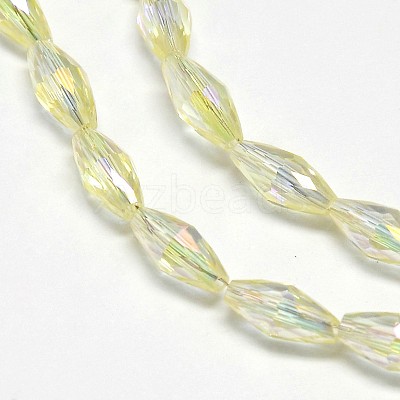 Electroplate Crystal Glass Rice Beads Strands EGLA-F042-A15-1