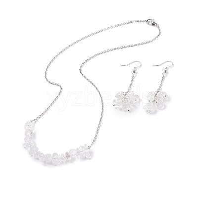 Natural Quartz Crystal Chips Beaded Jewelry Set SJEW-JS01231-05-1