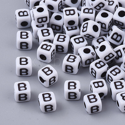 White Opaque Acrylic Beads MACR-R869-02B-1