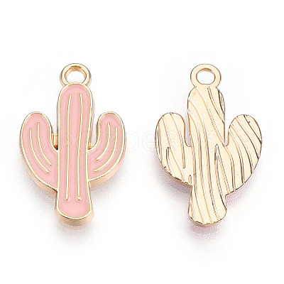Light Gold Plated Alloy Pendants X-ENAM-T009-12B-1