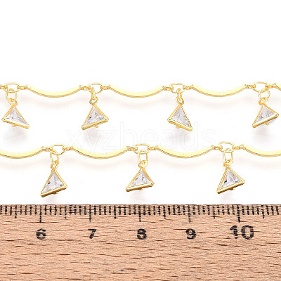 Brass Glass Scalloped Bar Chains CHC-T018-10G-1
