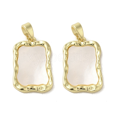 Brass Pave Shell Pendants KK-I708-13D-G-1