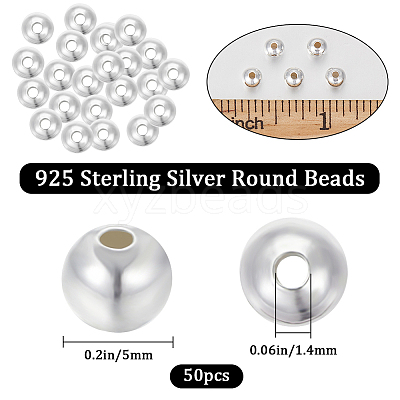 Round 925 Sterling Silver Beads STER-BBC0005-39E-1