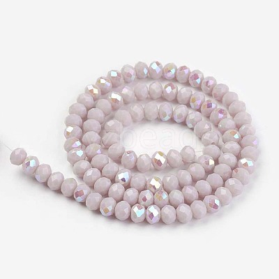 Electroplate Opaque Solid Color Glass Beads Strands X-EGLA-A034-P4mm-L08-1