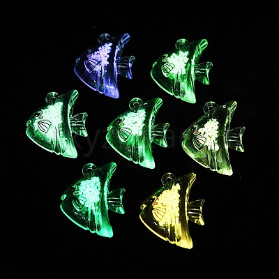 10Pcs Transparent Luminous Acrylic Pendants TACR-FP0001-02A-1