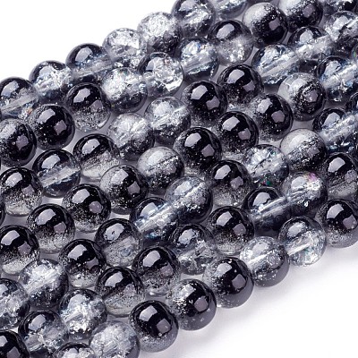 Spray Painted Crackle Glass Beads Strands CCG-Q002-6mm-11-1