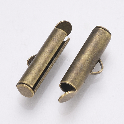 Brass Slide On End Clasp Tubes KK-Q747-11A-AB-1