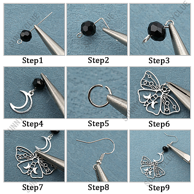 DIY Alloy & Stainless Steel Goth Butterfly Moth Dangle Earring Making Kits DIY-SC0026-36-1