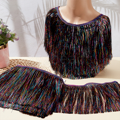 10M Polyester Fringe Ribbon with PET Tassels Trimming SRIB-WH0011-191-1