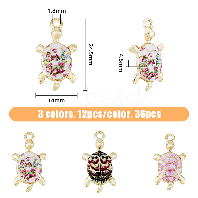 36Pcs 3 Colors Rack Plating Alloy Enamal Pendants ENAM-HY0001-09-1