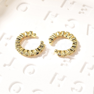Brass Micro Pave Cubic Zirconia Cuff Earrings ZIRC-H109-06G-1
