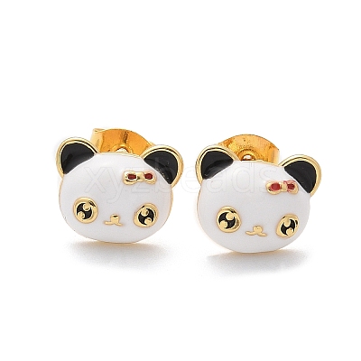 Brass Enamel Stud Earrings for Women LS-EJEW-U049-02A-G-1