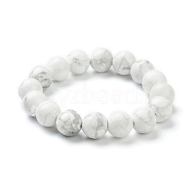 Natural Howlite Beaded Stretch Bracelets BJEW-D446-C-03-1