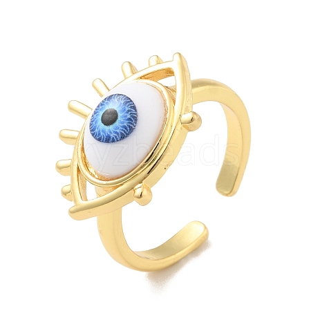 Acrylic Horse Eye Open Cuff Ring RJEW-B042-04G-03-1