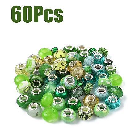 60Pcs Resin European Beads RPDL-YW0001-14A-1