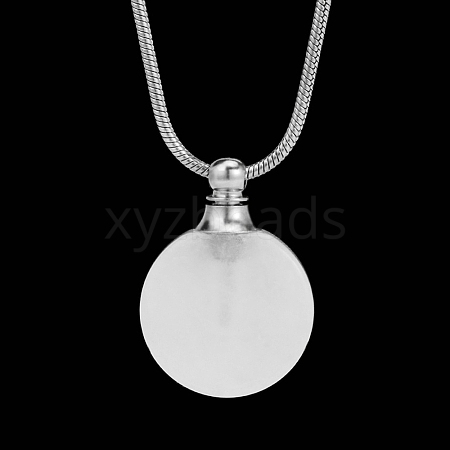 Natural Quartz Crystal Flat Round Perfume Bottle Pendant Necklaces PW-WGD45C6-11-1