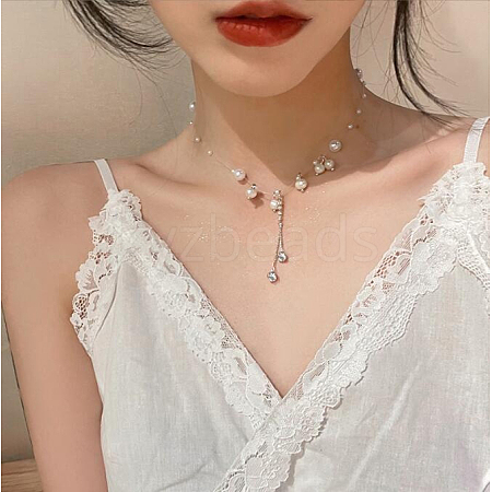 Imitation Pearl Tassel Pendant Necklaces WGB7F3C-34-1