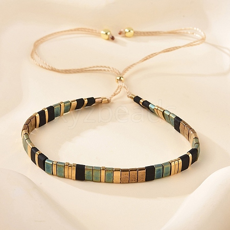 Vintage Ethnic Style Adjustable Glass Tila Beaded Handmade Slider Bracelets for Women LS-ZN9527-1-1