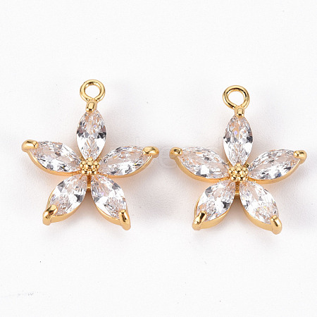 Brass Micro Pave Clear Cubic Zirconia Pendants X-ZIRC-S068-039-NF-1