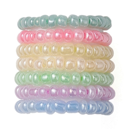 Macaron Ceylon Round Glass Seed Beads Stretch Rings for Women RJEW-JR00701-1