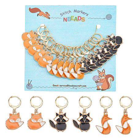 Alloy Enamel Fox Charms Locking Stitch Markers AJEW-PH01459-1