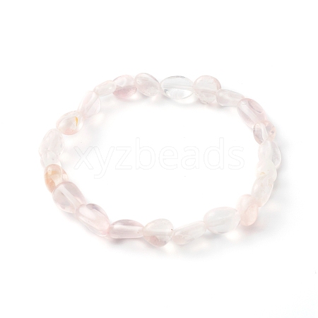 Natural Rose Quartz Beaded Stretch Bracelets for Kids BJEW-JB06250-07-1