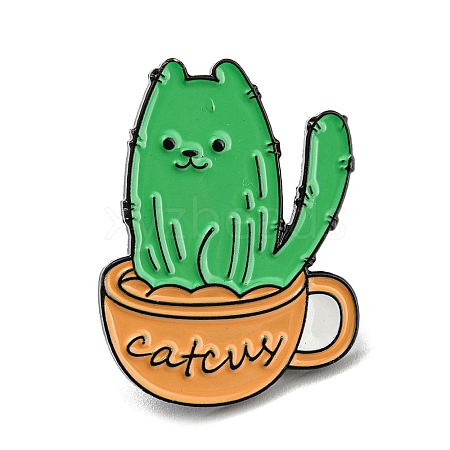 Cat Cactus Enamel Pins JEWB-Z008-02C-1