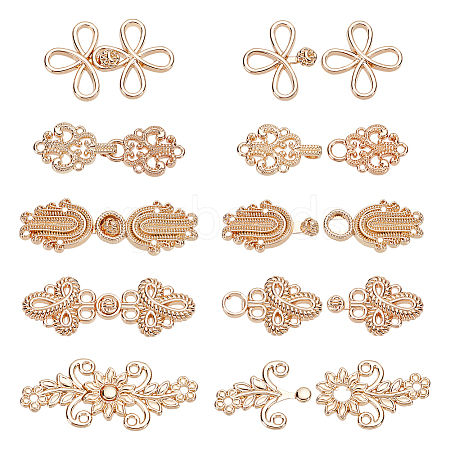 WADORN 10Pcs 5 Styles Zinc Alloy Snap Lock Clasps FIND-WR0011-16G-1