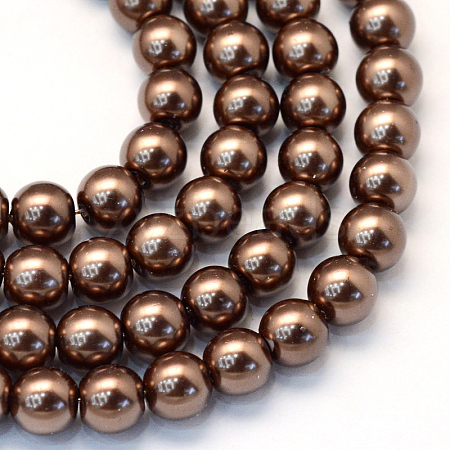 Baking Painted Pearlized Glass Pearl Round Bead Strands HY-Q003-6mm-52-1