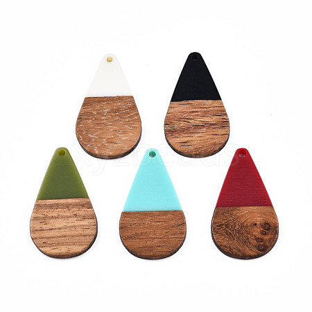 Opaque Resin & Walnut Wood Pendants RESI-N025-030-B-1