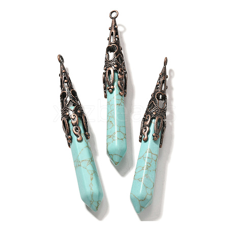 Synthetic Turquoise Pointed Big Pendants G-P560-02R-02-1