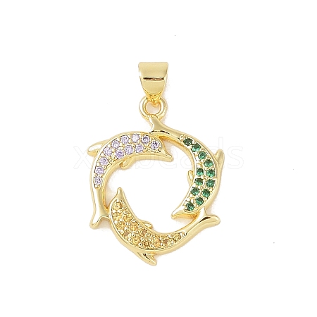 Brass Micro Pave Cubic Zirconia Pendants KK-E111-41G-01-1