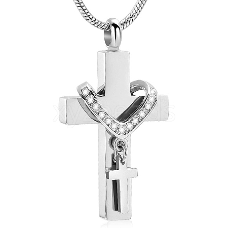 Stainless Steel Cremation Box Pet Memorial Pendant Round Snake Chain Necklaces PW-WG48985-03-1