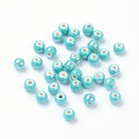 Pearlized Handmade Porcelain Round Beads PORC-S489-6mm-06-1