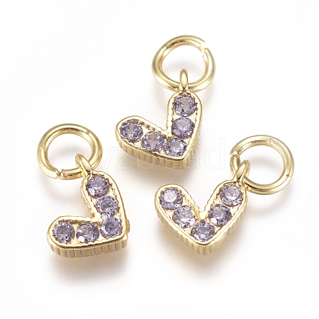 Brass Micro Pave Cubic Zirconia Charms ZIRC-F111-08G-08-1