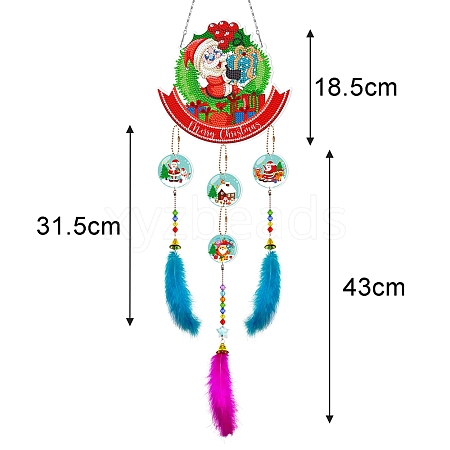 Christmas Woven Net/Web with Feather DIY Diamond Painting Sticker Kits PW-WG56D4D-04-1