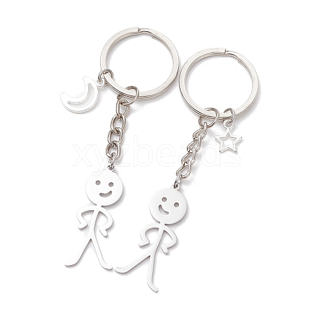 2Pcs 304 Stainless Steel  Keychains KEYC-JKC01163-1