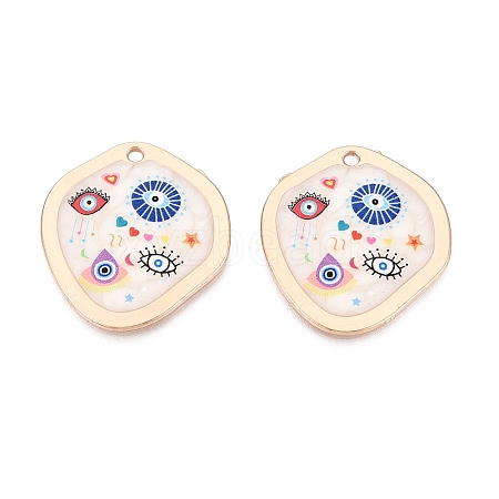Printed Alloy Enamel Pendants ENAM-N071-11G-01-1