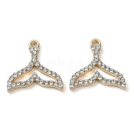 Golden Rack Plating Alloy Rhinestone Pendants PALLOY-F308-23G-03-1