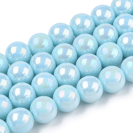 Electroplate Opaque Glass Beads Strands GLAA-T032-P4mm-AB10-1