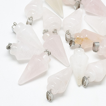 Natural Rose Quartz Pendants G-T086-19-1