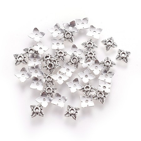 Tibetan Style Alloy Bead Caps X-TIBEB-Q018-AS-FF-1
