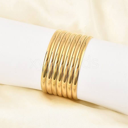 Fashion PVD Vacuum Plating 201 Stainless Steel Bangle Sets BJEW-L664-024C-G-1-1