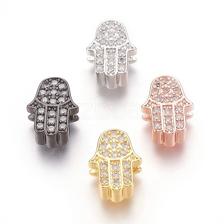 Brass Micro Pave Cubic Zirconia Slide Charms ZIRC-P077-34-NR-1