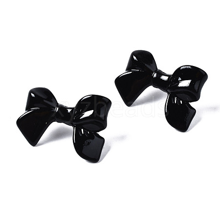 Spray Painted CCB Plastic Bowknot Stud Earring Findings CCB-Q091-07B-1