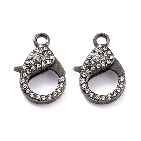 Alloy Rhinestone Lobster Claw Clasps PALLOY-L166-01B-1