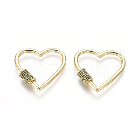 Brass Micro Pave Cubic Zirconia Screw Carabiner Lock Charms ZIRC-I031-11G-03-1