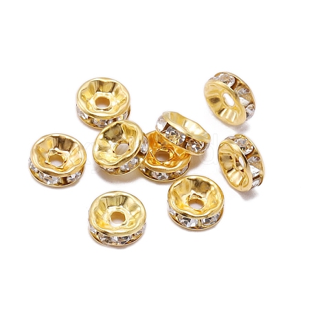 Rondelle Brass Rhinestone Spacer Beads FS-WG29681-07-1