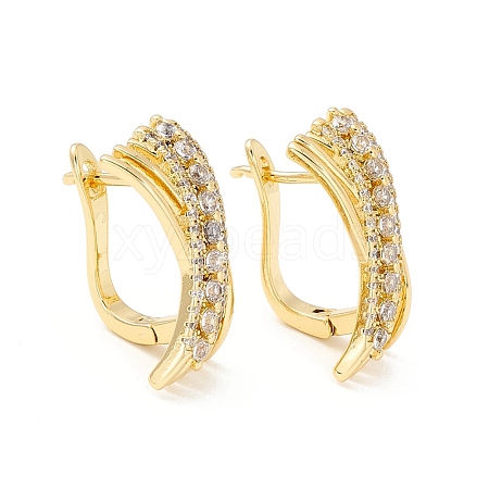 Real 18K Gold Plated Cubic Zirconia Small Hoop Earrings for Girl Women EJEW-I260-16G-NR-1