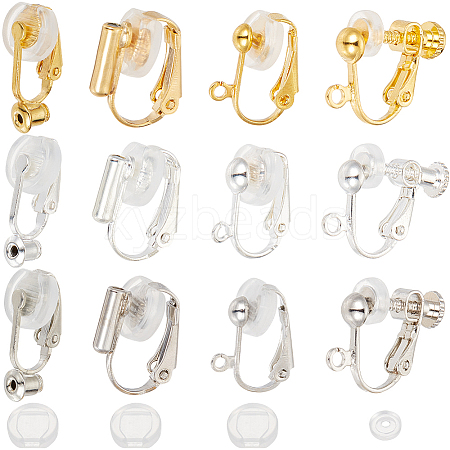 SOFPLATE 24Pcs 12 Style Brass Clip-on Earring Findings KK-SP0001-29-1